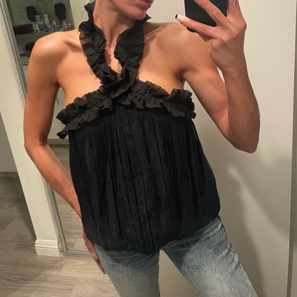 Silk Ruffle Halter Top - Picture 7 of 8